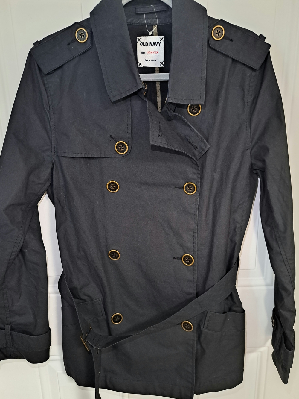 Old Navy Women's Black Double-Breasted Trench Coat